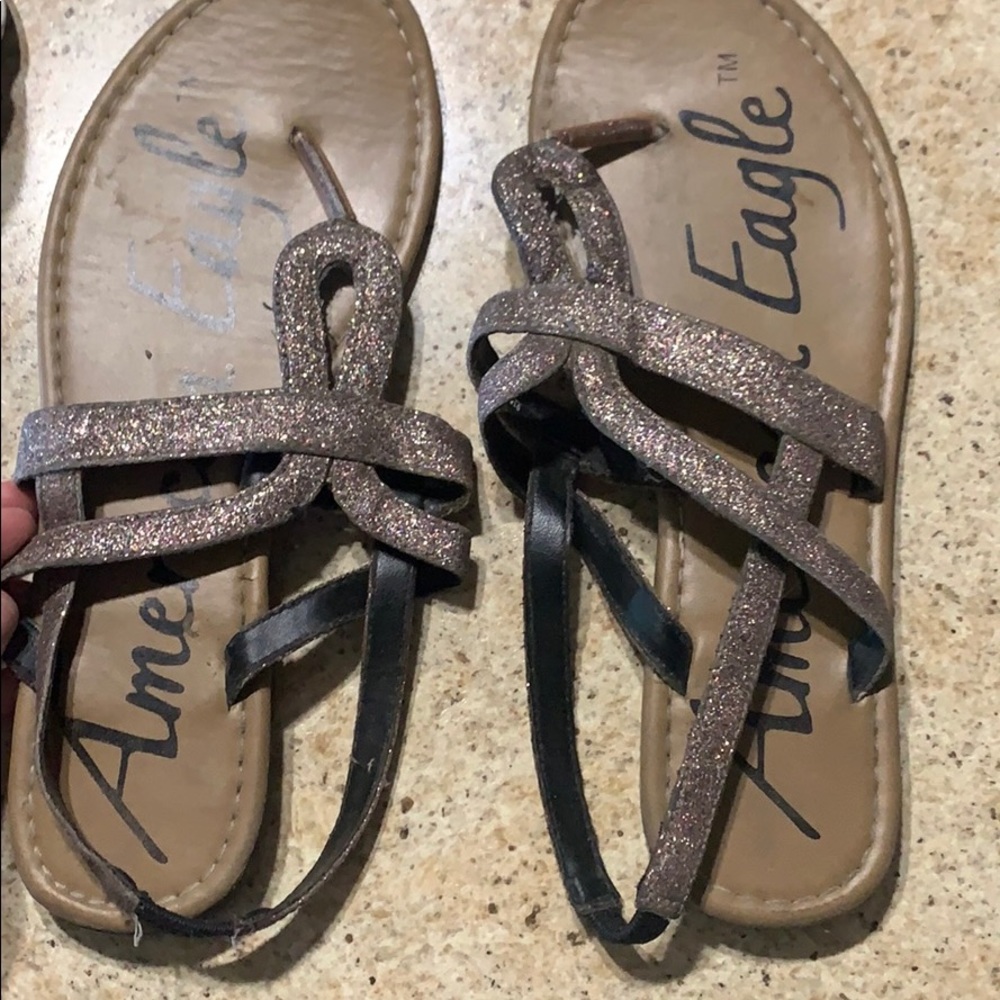 Glittery, American eagle slip-on Sandals